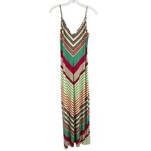 Eci New York Dress Women M Colorful Stripe Stretch Sleeveless‎ Maxi